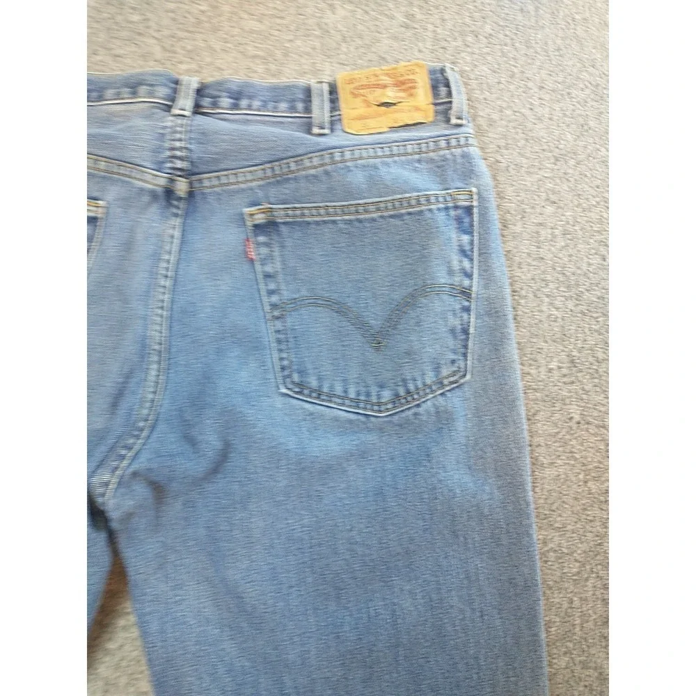 Levis 505 Regular Fit Jeans Mens 38x29 Light Wash Blue Straight Leg Denim Cotton